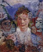 James Ensor Old Woman with Masks Spain oil painting artist